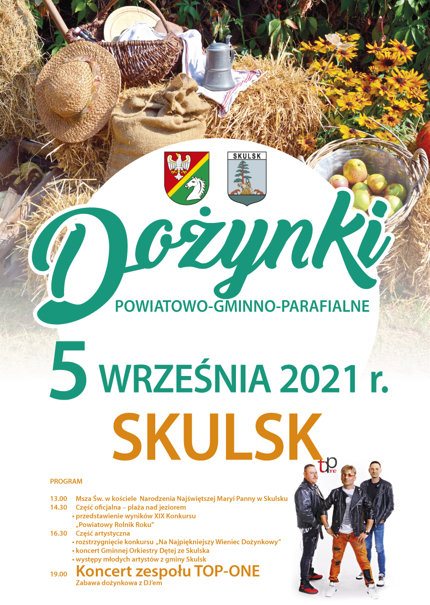plakat informacyjny o dożynkach powiatowo-parafialno-gminnych